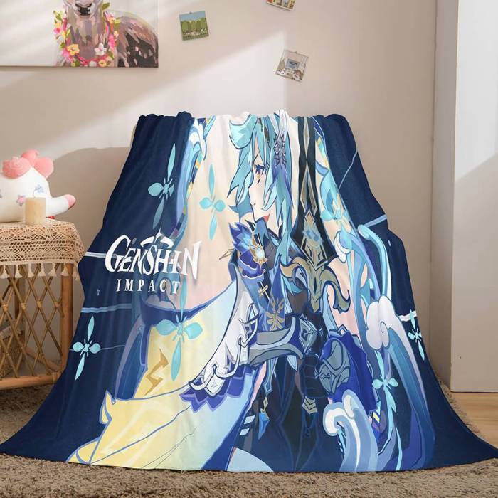 Game Genshin Impact Flannel Caroset Throw Cosplay Blanket Comforter Set