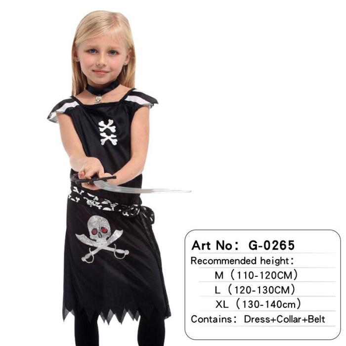 Halloween Adult Children Skull Pirate Captain Costume No Weapon For Baby Boy Girls Christmas Birthday Party Cosplay Fancy Dress