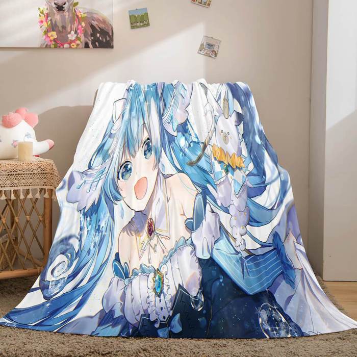 Hatsune Miku Cosplay Flannel Blanket Throw Soft Plush Bedding Sets