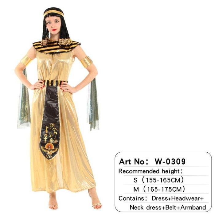 Halloween Egyptian Parent-Child Costume Cleopatra Egypt Queen Cosplay Carnival Party Sexy Golden Fancy Dress