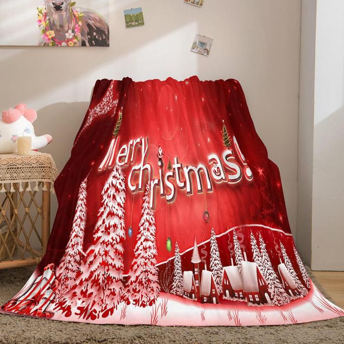 Merry Christmas Flannel Fleece Throw Cosplay Blanket Comforter Set
