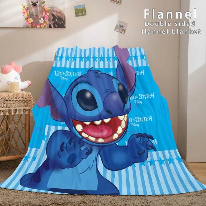 Stitch And Angel Flannel Blanket Cozy Bed Blankets Soft Throw Blanket