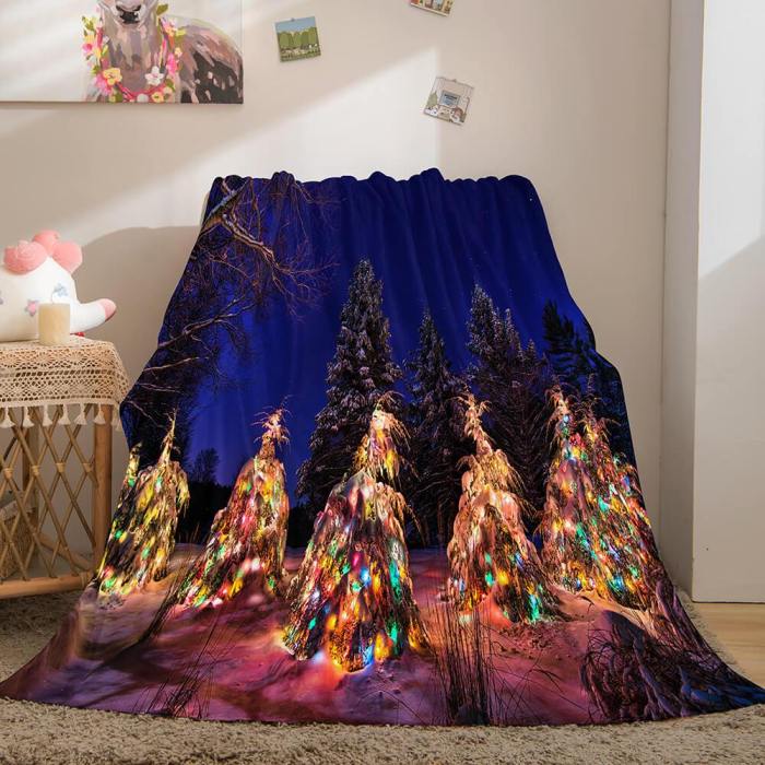 Christmas Theme Flannel Fleece Throw Cosplay Blanket Comforter Set