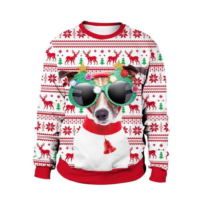 Fashion Ugly Christmas Sweater Men Women Round Neck Holiday Xmas 3D Funny Pullover Tops Couple