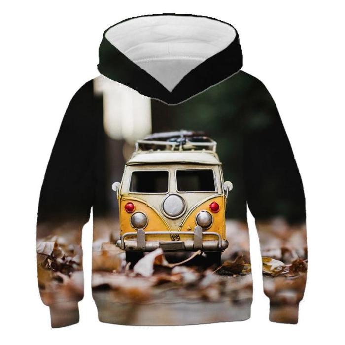 Children Harajuku Cartoon Little Car Bus Hoodies Funny Baby Clothes Boy/Girl 3D Hoodie Sweatshirts Kids Clothes