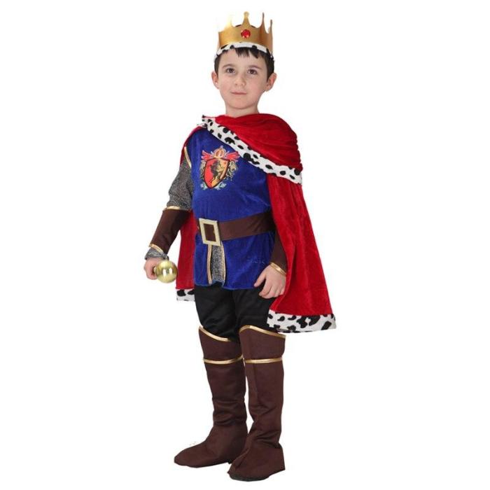 Halloween King Prince With Crown Belt Cape Shoes Cover Cosplay Costume Birthday Party Children Boys Girls Christmas Cosplay