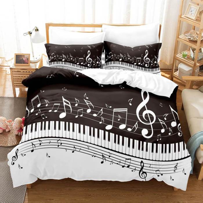 Music Note Comforter Bedding Sets Musical Theme Duvet Cover Bed Sheets