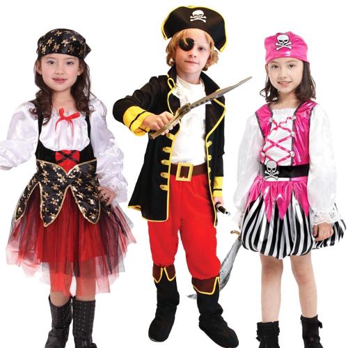 Halloween Adult Children Skull Pirate Captain Costume No Weapon For Baby Boy Girls Christmas Birthday Party Cosplay Fancy Dress