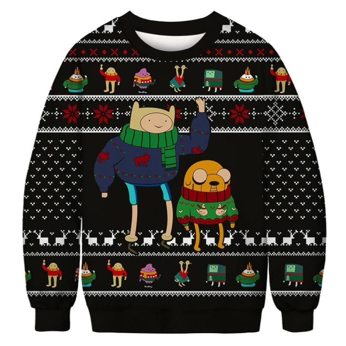 Ugly Christmas Sweater 3D Print Funny Xmas Pullover Hoodie  Round Neck Sweater Men Women Autumn Winter Plus Size Clothing
