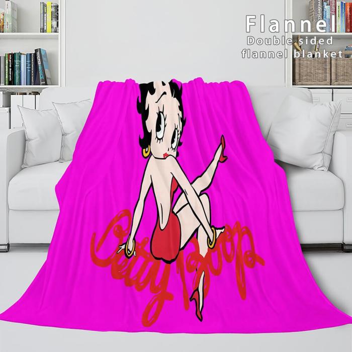Betty Boop Cosplay Flannel Blanket Throw Comforter Soft Bedding Sets