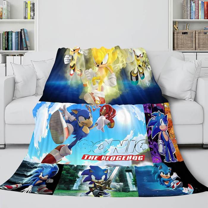 Sonic Cosplay Blanket Flannel Throw Comforter Set