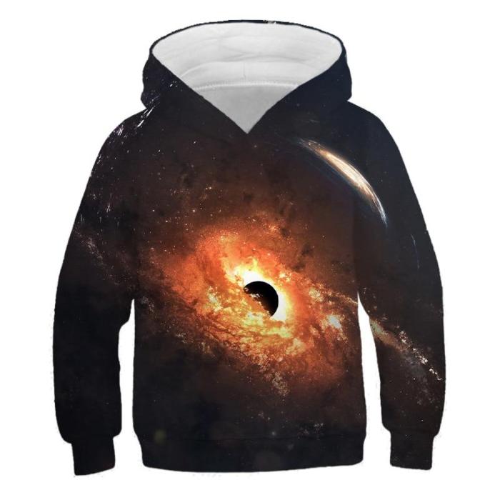 Children Black Hole Galaxy Serise Hoodies Hooded Boy Girl Hat 3D Sweatshirts Print Colorful Kids Fashion Pullovers Clothes Tops