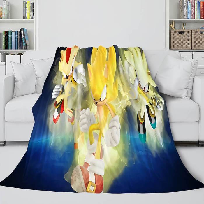 Sonic Cosplay Blanket Flannel Throw Comforter Set