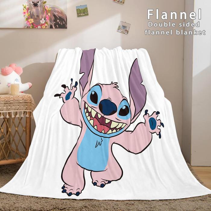 Lilo And Stitch Flannel Blanket Warm Cozy Plush Throw Bed Blankets