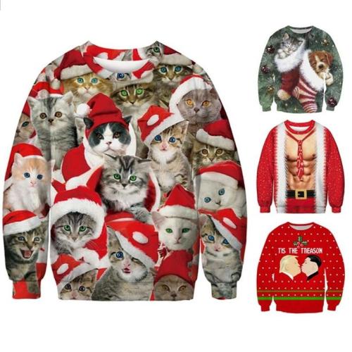 Funny 3D Print Cat Sweater Men Women Ugly Christmas Sweaters Jumpers Tops Holiday Party Pullover Hoodie Sweatshirt 3Xl