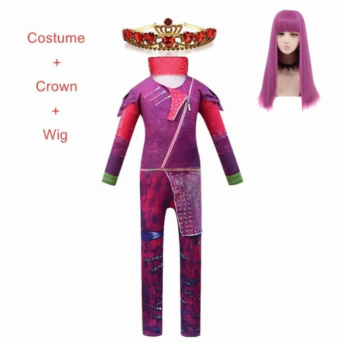 Pink  Costumes Girl Halloween Costumes For Girls Fantasia Party Costume Descendants 3 Mal Cosplay Clothes Set 5-14 Year