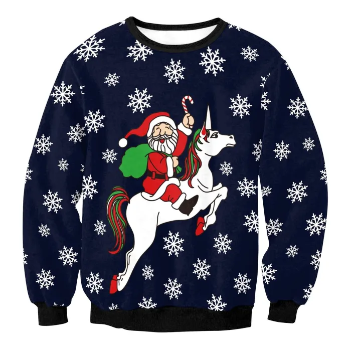 Ugly Christmas Sweater Unisex Men Women Long Sleeve O-Neck Loose Pullover Tops Xmas Casual Funny Print Sweatshits