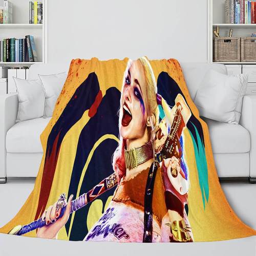 The Suicide Squad Harley Quinn Flannel Fleece Throw Cosplay Blanket