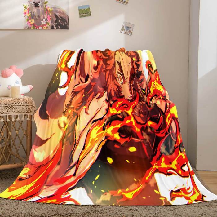 Anime Demon Slayer Cosplay Flannel Fleece Throw Blanket Comforter Sets