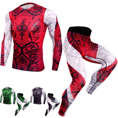 Fashion T Shirt Men 3D Printed Mma Bodybuilding Muscle Shirt Leggings Base Layer Tight Tops Fitness Compression Sets