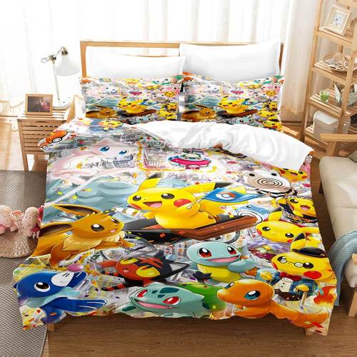 Pokemon Pikachu Cosplay Comforter Bedding Sets Duvet Covers Bed Sheets