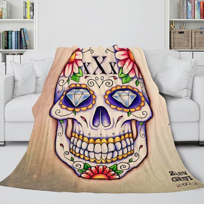 Halloween Skeleton Skull Flannel Blanket Throw Blanket Comforter Sets