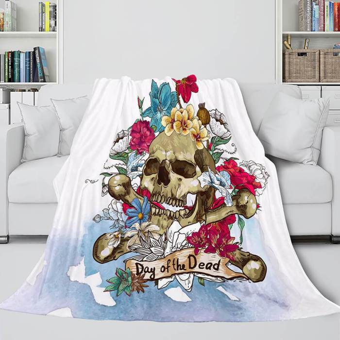 Halloween Decoration Skeleton Skull Bed Blanket Flannel Blanket Sets