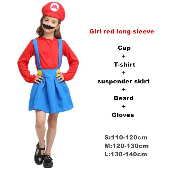 Adult Halloween Super Mario Cosplay Costumes Children Family Funy Luigi Bros Plumber Purim Costume Fancy Dress Christmas Party