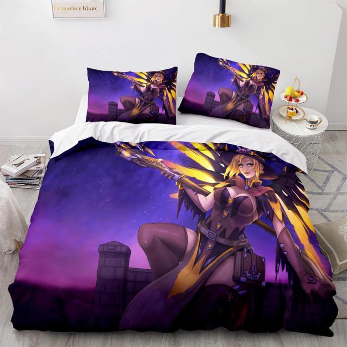 Blackwatch Mercy Overwatch Cosplay Bedding Set Duvet Covers Bed Sheets