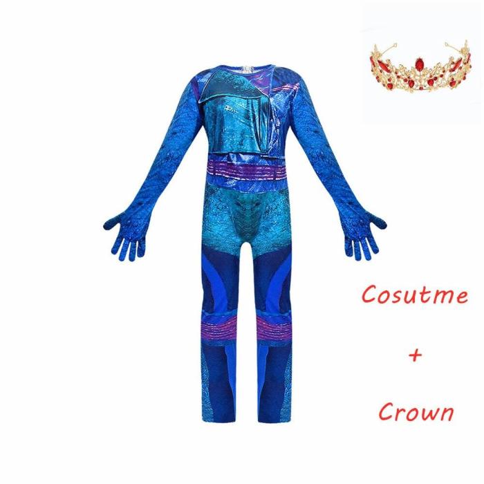 Girls Halloween Descendants 3 Evie Costumes Child Costumes For Kids Girls Costume Party Evie Cosplay Jumpsuits Girl Mermaid Tail