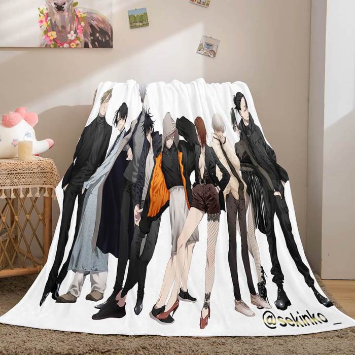 Anime Jujutsu Kaisen Flannel Throw Cosplay Blanket Comforter Set