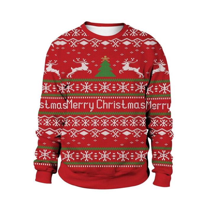 Fashion Ugly Christmas Sweater Men Women Round Neck Holiday Xmas 3D Funny Pullover Tops Couple