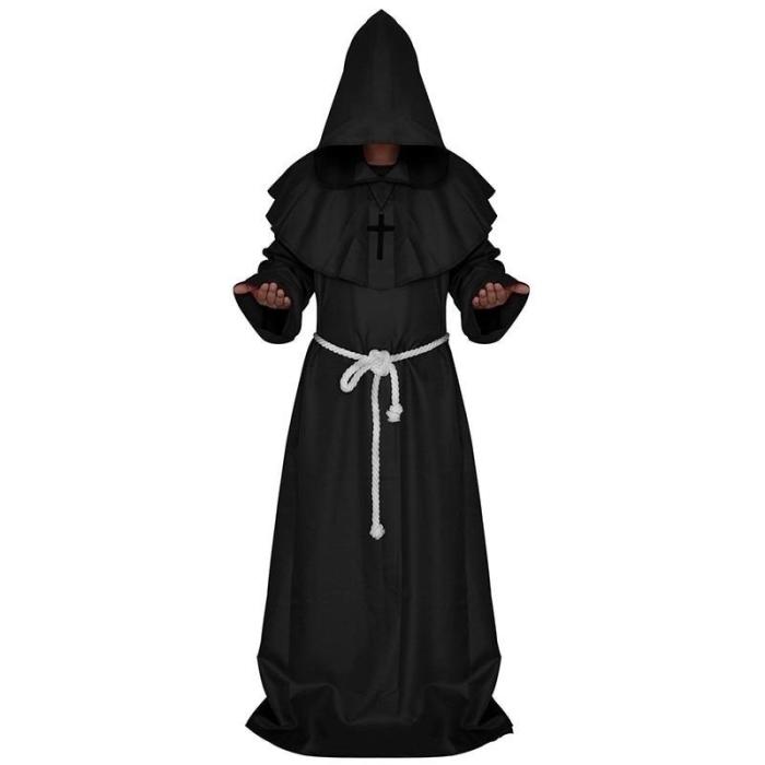 Plague Doctor Cosplay Costume Medieval Hooded Robe Steampunk Terror Mask Hat Adult Halloween Party Role Play Size S-Xl