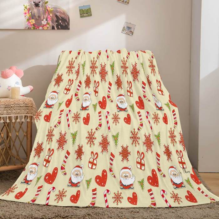Christmas Decorations Flannel Fleece Throw Cosplay Blanket Comforter Set
