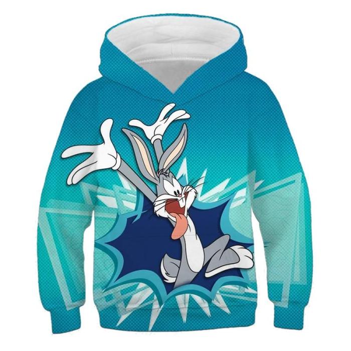 Children Harajuku Anime Cartoon Bunny Rabbit Hoodies Funny Bluely Clothes Boy/Girl 3D Hoodie Sweatshirts Kids Clothes