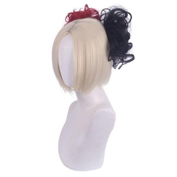 Movie Suicide 2 Squad Harley Cosplay Costume Quinn Black Red Yellow Mix Color Wig Halloween Cos Props