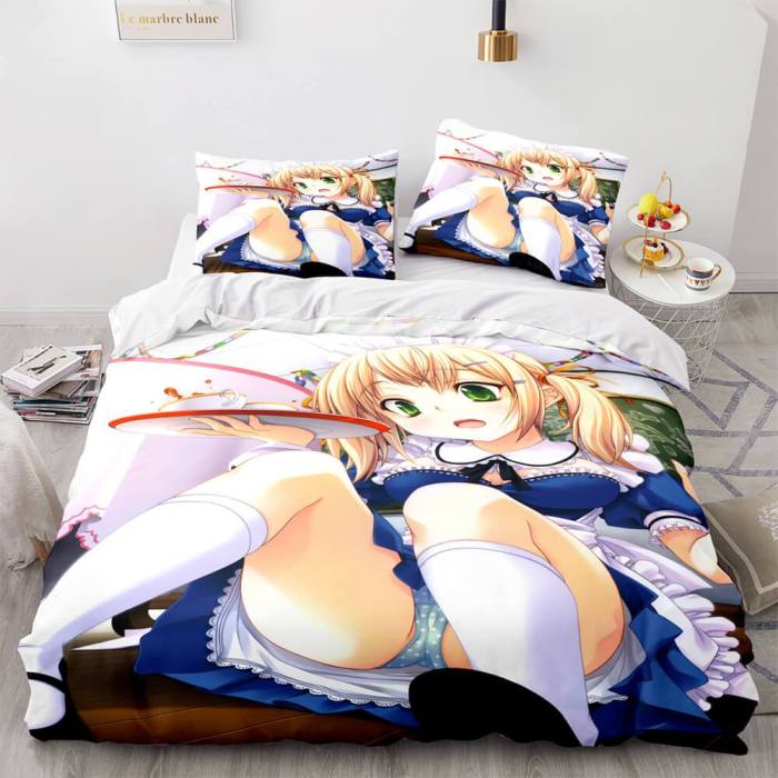 Japan Anime Maid Cosplay Bedding Sets Quilt Duvet Covers Bed Sheets