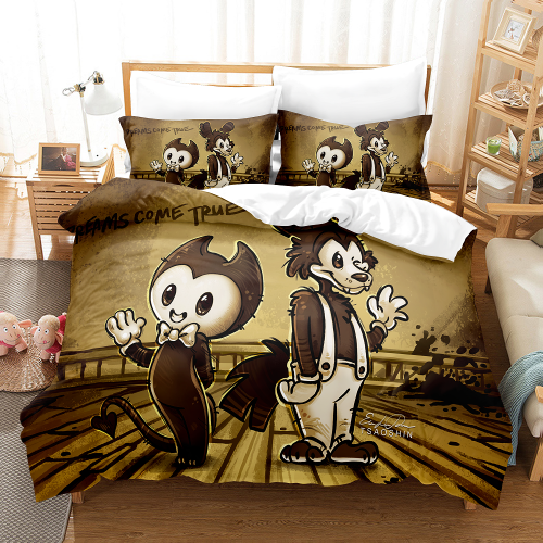 3-Piece Bendy And The Ink Machine Bedding Set Duvet Cover Bed Sheets
