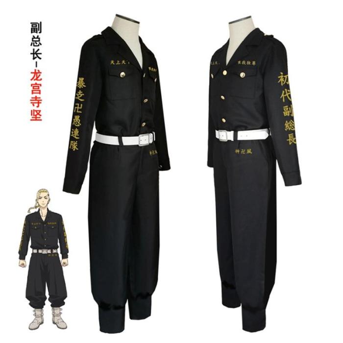 Anime Tokyo Revengers Ken Ryuguji Tokyo Manji Gang Cosplay Costume Black Shirt Pants Uniform