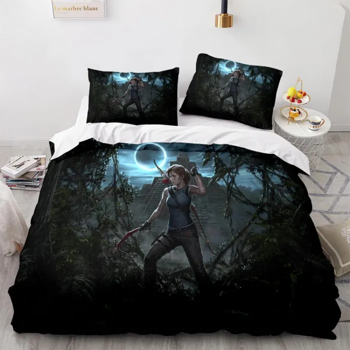Game Tomb Raider Cosplay 3 Piece Bedding Sets Duvet Covers Bed Sheets