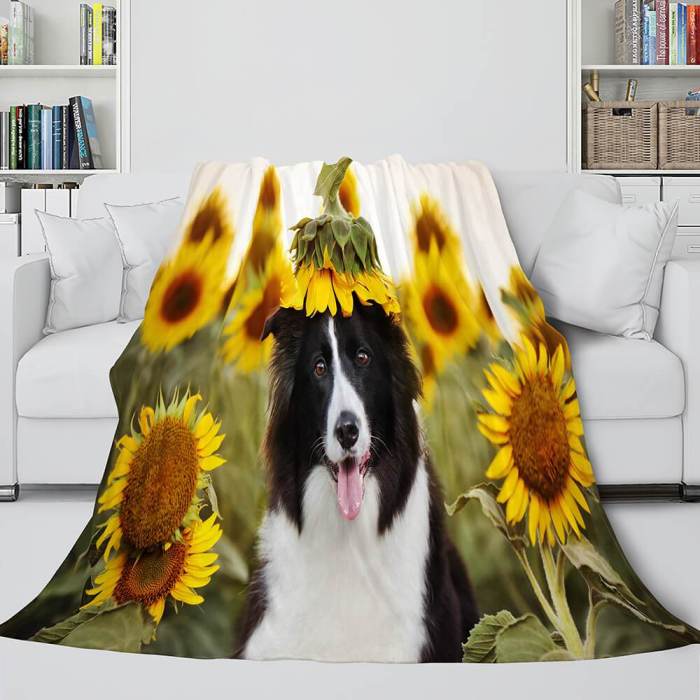 Pet Puppy Dog Flannel Blanket Comforter Bedding Sets For All Seasons