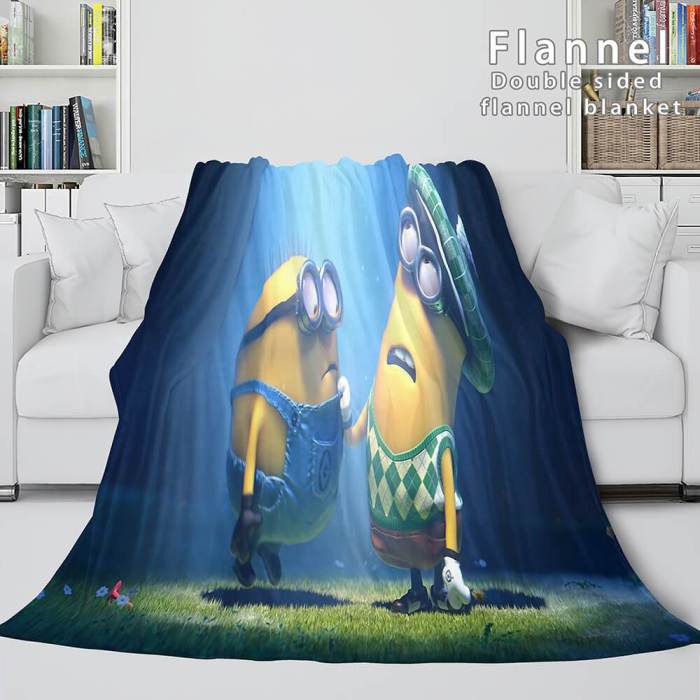 Cute Minions Cosplay Flannel Blanket Throw Comforter Bedding Blanket Sets