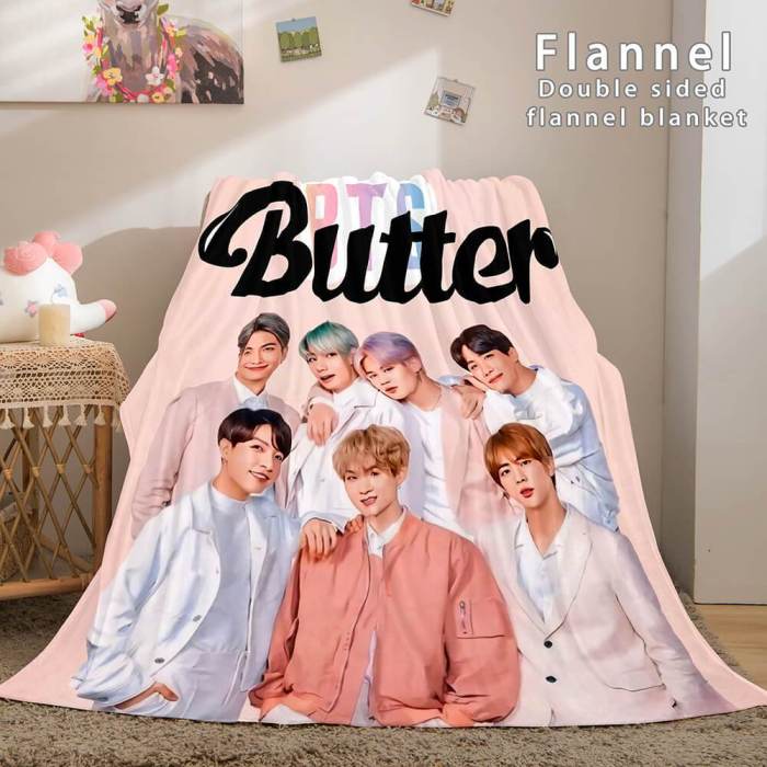 Kpop Bts Butter Bangtan Boys Cosplay Flannel Blanket Comforter Bed Sets