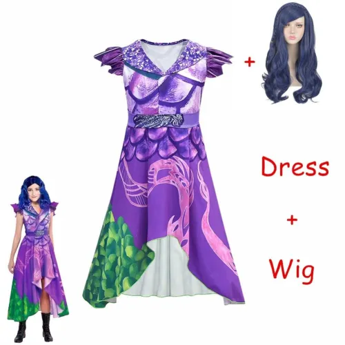 Sale Descendants 3 Evie Cosplay Dress Mal Costume Top Pants Full Set Adult Women Kids Halloween Carnival Costume For Girls