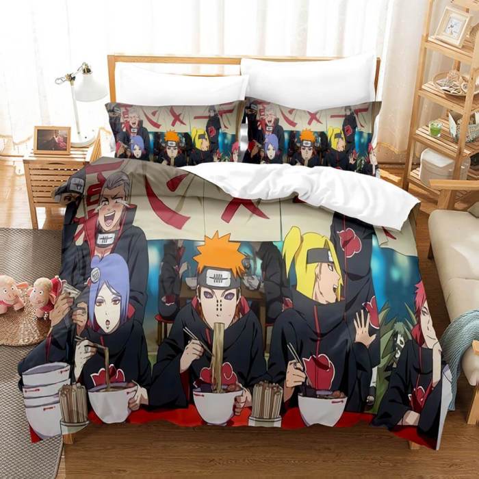 Naruto Cosplay Bedding Set Full Duvet Cover Comforter Soft Bed Sheets