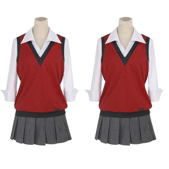 Kakegurui Compulsive Gambler Midari Ikishima Cosplay Costume Japanese School Uniform Vest Dress Women Jk Uniform Cosplay Props
