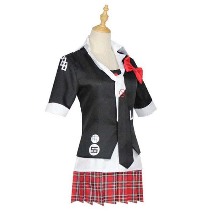 Anime Danganronpa Cosplay Costume Enoshima Junko Uniform Cafe Work Clothes Dress Short Skirt Ponytail Wig