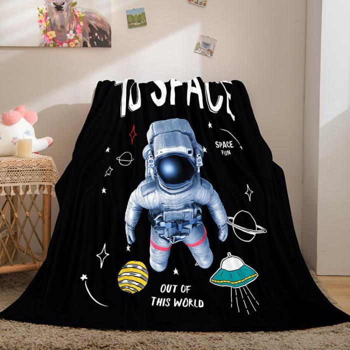 Space Astronaut Blanket Soft Flannel Blanket Comforter Bedding Sets
