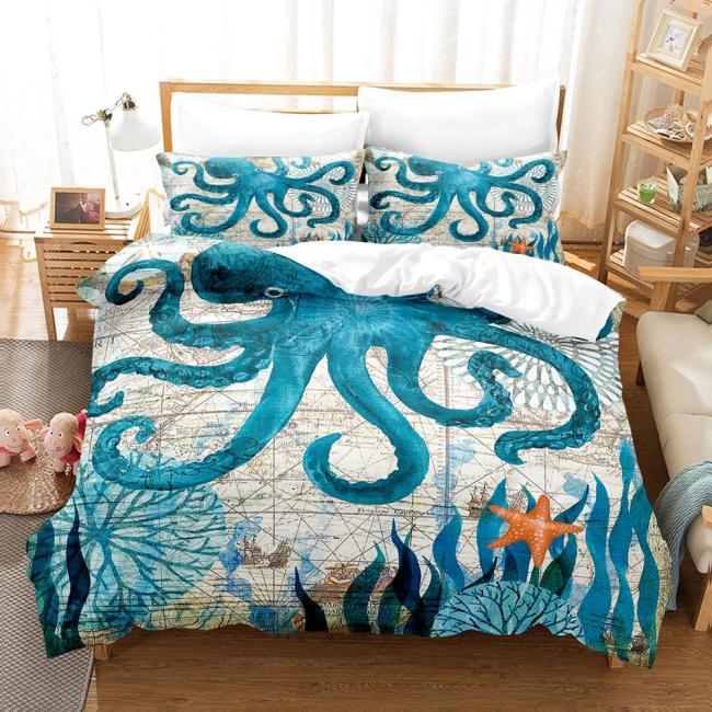Marine Animal Bedding Set Duvet Cover Comforter Bed Sheets