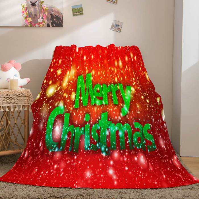 Christmas Decorations Flannel Fleece Throw Cosplay Blanket Comforter Set